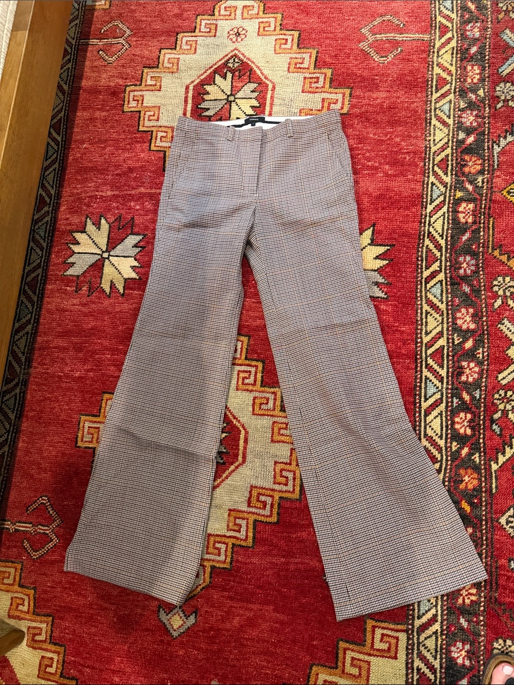 Theory Brown Houndstooth Boot-Cut Pants